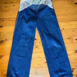 Vintage 70s handmade floral & lace jeans